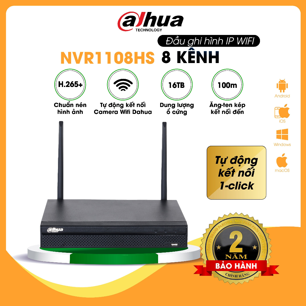 Đầu ghi hình Dahua IP Wifi 4 KÊNH/ 8 KÊNH NVR1104HS/ NVR1108HS chính hãng, bảo hành 24 tháng