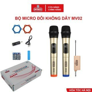 Bộ micro không dây Ontekco Mv02 chạy loa kéo, âm ly, dàn loa hát karaoke chuyên nghiệp