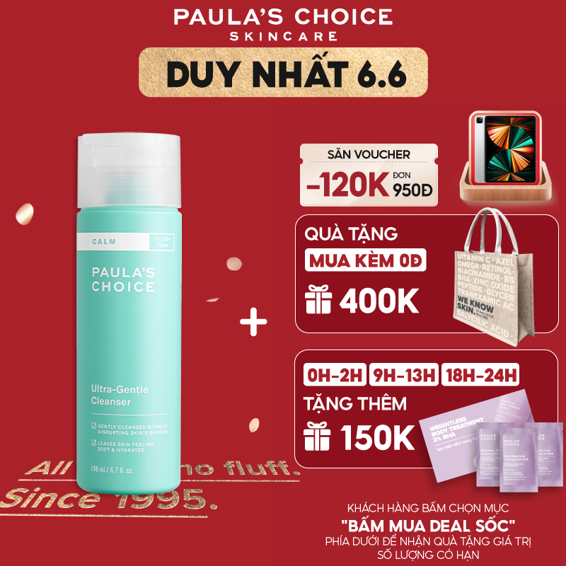 Sữa rửa mặt dịu nhẹ cho da nhạy cảm Paula's Choice Calm Ultra-Gentle Cleanser 198ml 9190