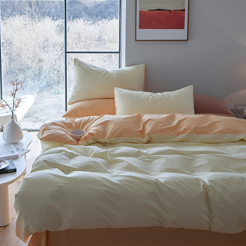 Bộ chăn ga gối 5 món Cotton Tici màu Kem  đầy đủ kích thước Duhalatexstore Al1-4