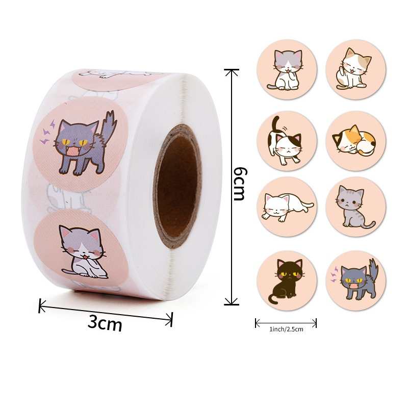 Cuộn 500 sticker nhãn dán Thank you - nền hồng phấn, vintage, đơn giản sang xịn