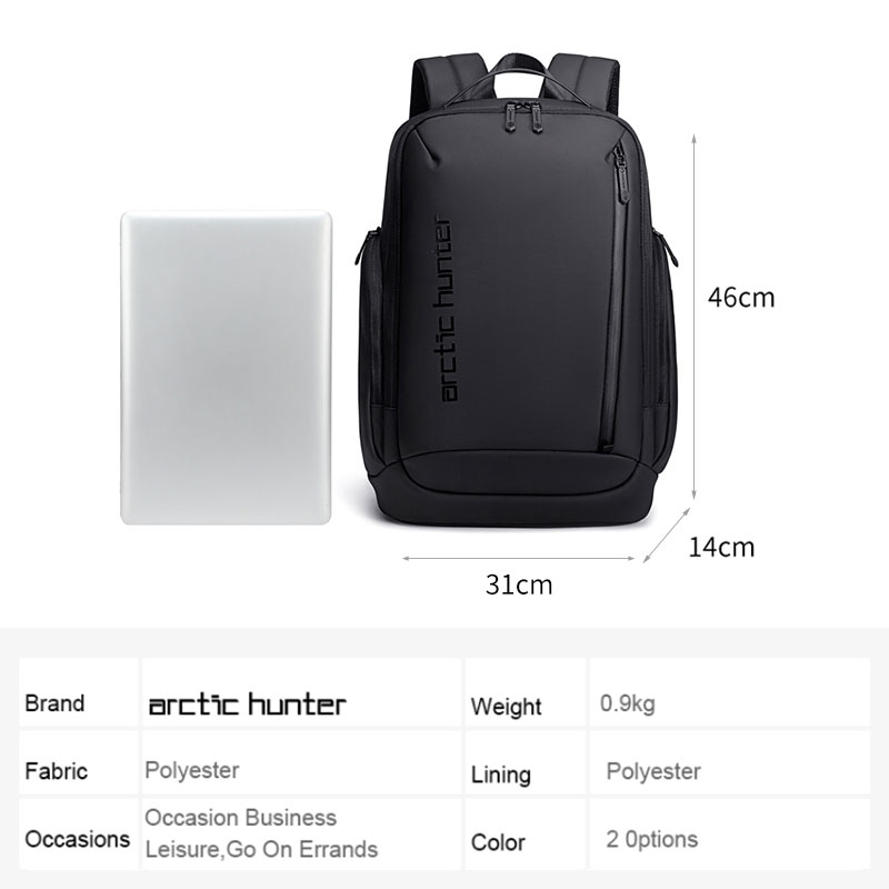 Balo du lịch Arctic Hunter chất liệu Oxford chống nước, có cổng USB - B00554