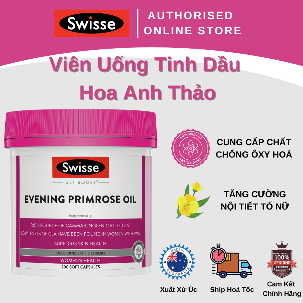 Swisse Ultiboost Evening Primrose Oil - Viên Uống Tinh Dầu Hoa Anh Thảo - 200 Viên