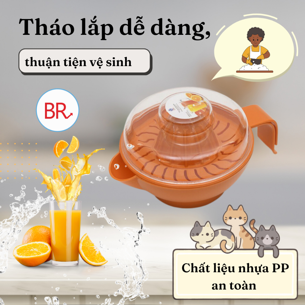 Bộ vắt cam, vắt chanh Việt Nhật , Dụng cụ vắt cam có lưới lọc, tay cầm kèm nắp đậy tiện lợi -Buôn rẻ 01995