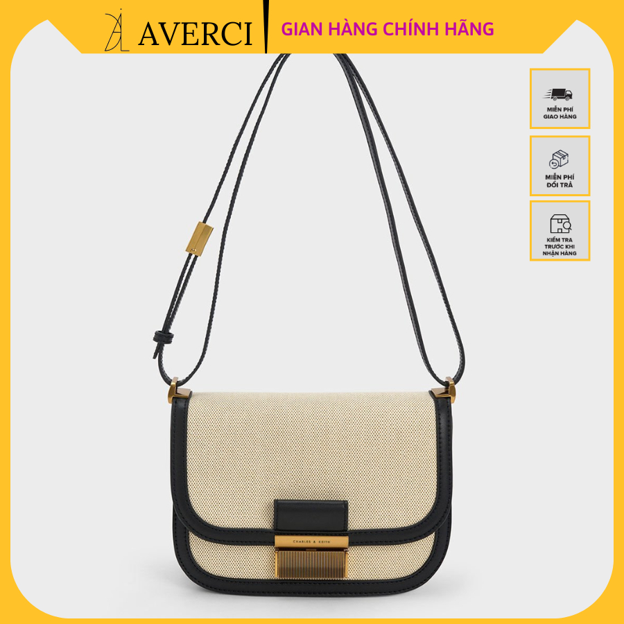 Túi Xách Nữ, Túi Đeo Chéo C.K Khoá Đàn Kiểu Dáng Tiểu Thư Size 21cm Hai Màu Đen Nâu, AVERCI, AVC323258