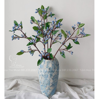 Cành Việt Quất Giả - Mô Phỏng BlueBerry - Cành Quả Decor - Chất Liệu Cao cấp