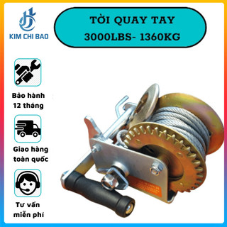 Tời quay tay 3000lbs KCB - Bánh răng đồng tải trọng 1362 Kg, cáp 10M