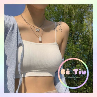 Áo Bra Ngắn Có Mút Gân Sọc Hai Dây Mát Mẻ Thoải Mái Cho Mùa Hè | Bé Tiu Clothing
