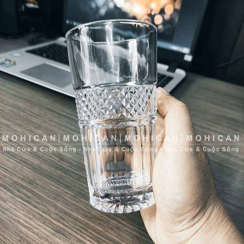 Ly thủy tinh Hongli hi ball thân khía đai carat 330ml HONG-0611