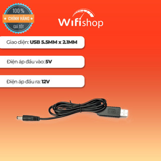 Cáp Chuyển Đổi 5V USB sang 5V / 9V / 12V Loại đầu to 5,5x2,1mm (Mất điện vẫn có Mạng & WiFi)