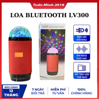 Loa bluetooth đèn led lv300 loa nghe nhạc kiêm đèn led 7 màu nhấp nháy theo nhạc - bảo hành 12 tháng