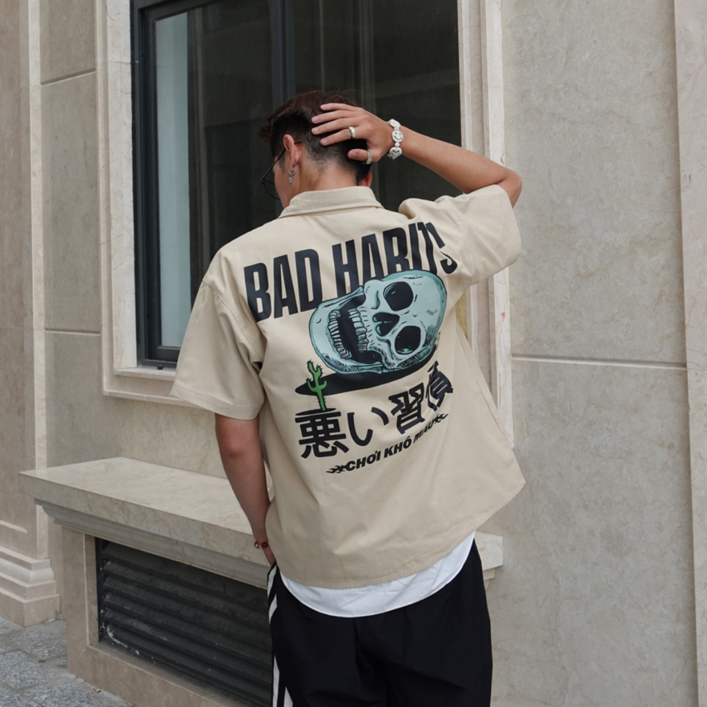 Áo Sơ Mi Unisex Bad Habits- Sand "Khô Máu" Shirt - Local Brand Chính Hãng
