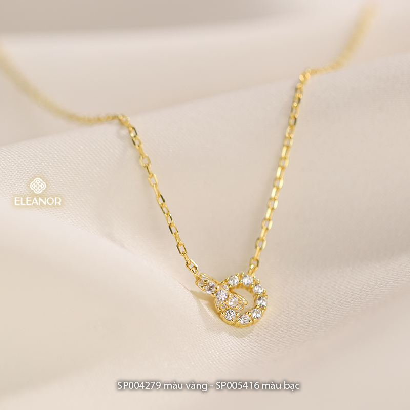 Dây chuyền nữ bạc 925 Eleanor Accessories đính đá mặt hình tròn kép phụ kiện trang sức 4279