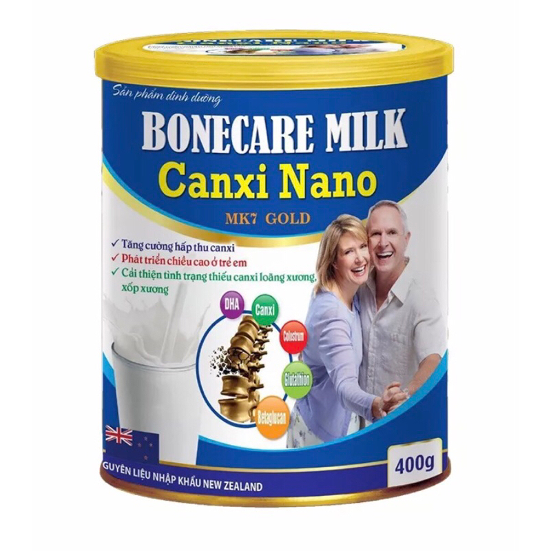 400gr Sữa Bột Tăng Chiều Cao Bonecare Milk Canxi Nano MK7 Gold- Tăng Cường Hấp Thu Canxi, Phát Triển Chiều Cao Ở Trẻ Em