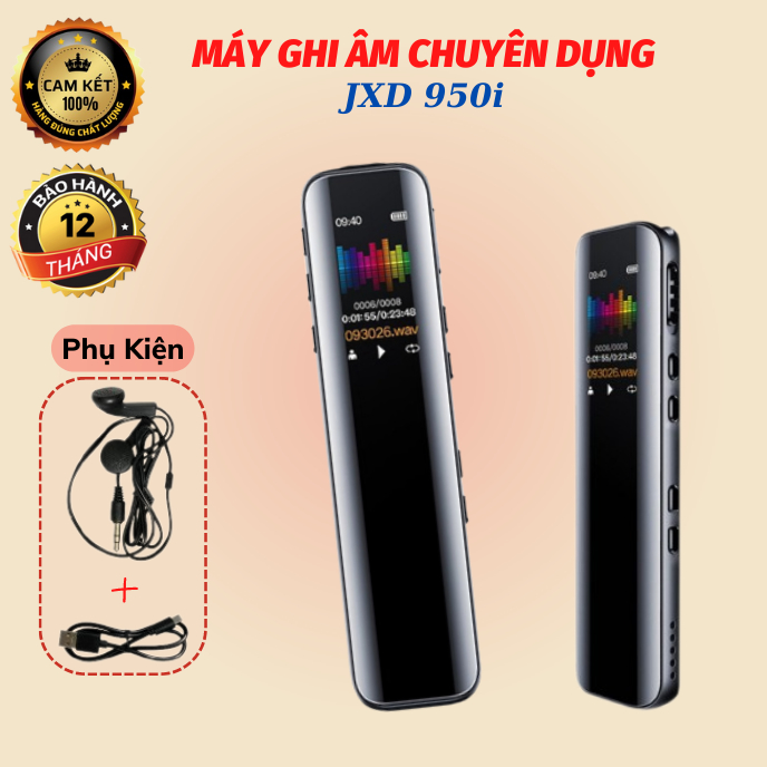 Máy ghi âm JXD950i dung lượng 16G hỗ trợ khe cắm thẻ nhớ ,ghi xa lọc âm tốt ,ghi âm lên đến 580 giờ - Bảo Hành 1 đổi 1