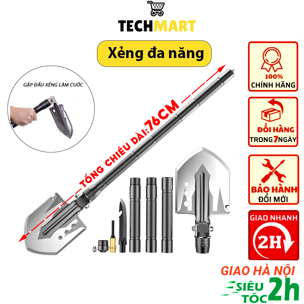 Xẻng cuốc đa năng đi phượt, xẻng quân dụng dã ngoại, làm vườn, gấp gọn gàng, 13 chức năng tiện lợi, giá rẻ