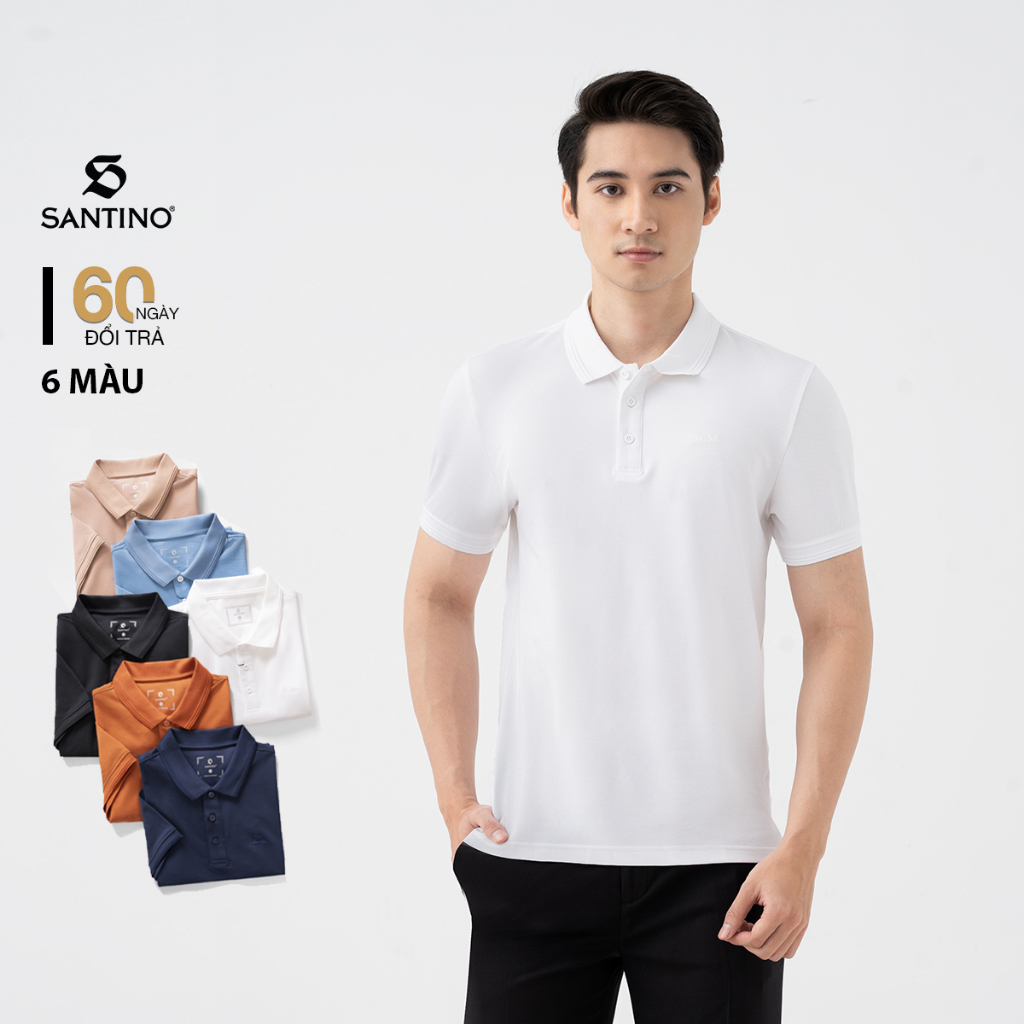 Áo Polo Nam Basic Chuẩn Phom Santino Chất Liệu Cotton Cá Sấu Co Dãn Thoáng Mát Thấm Hút Mồ Hôi E301