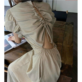 ĐẦM MIDI HỞ LƯNG TAY PHỒNG (KÈM VIDEO HÌNH THẬT)