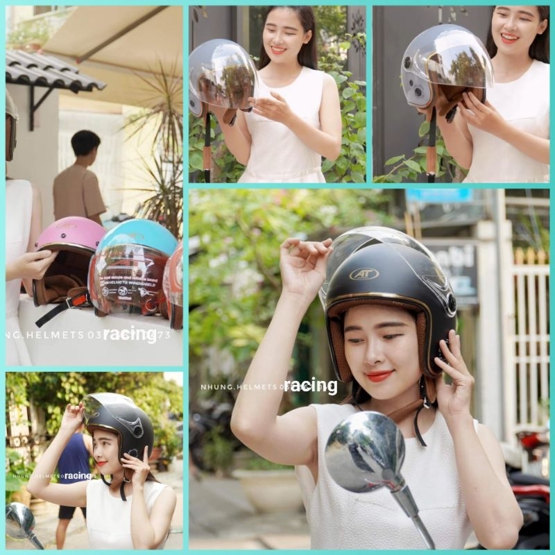 Mũ bảo hiểm 3/4 kính cao cấp
