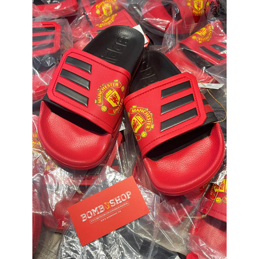 Dép Adidas MU chính hãng-Đỏ 3 sọc đen