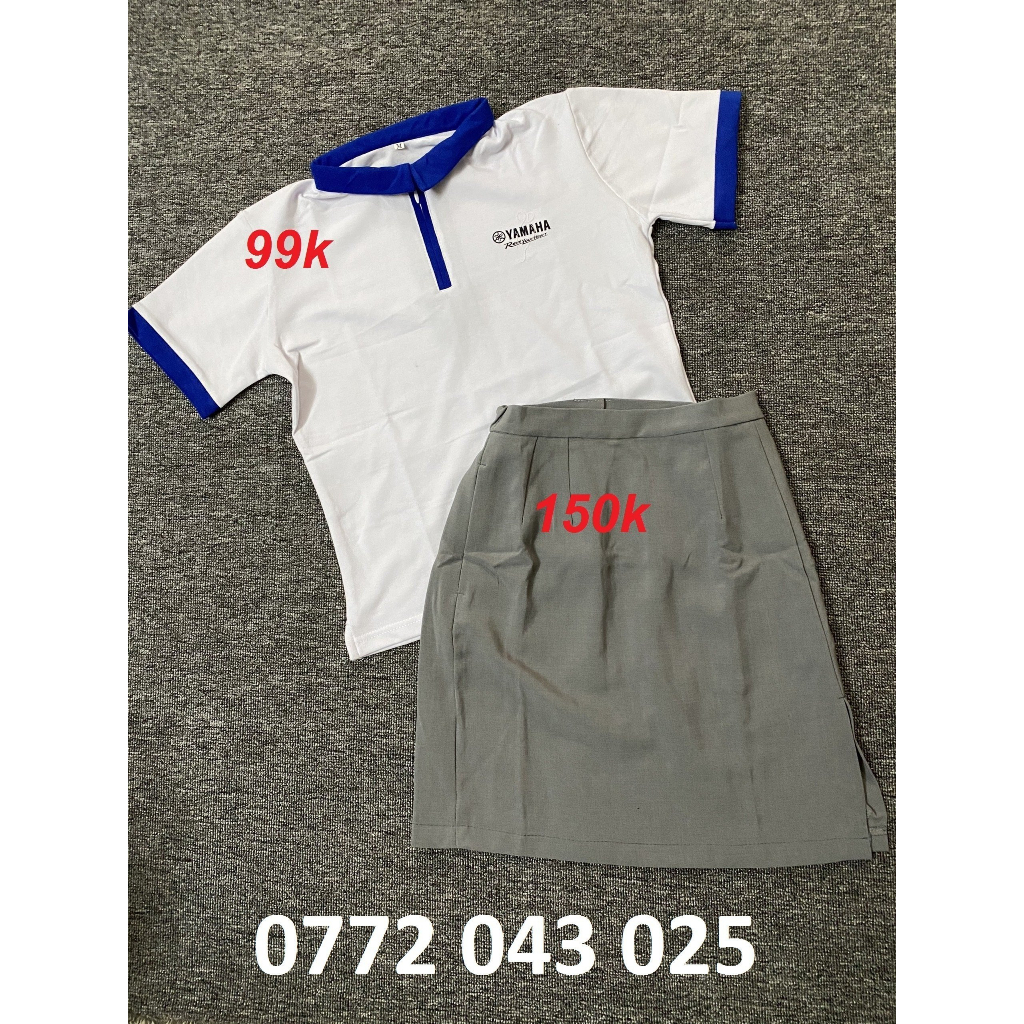 Áo thun xanh yamaha, áo thun trắng và váy yamaha