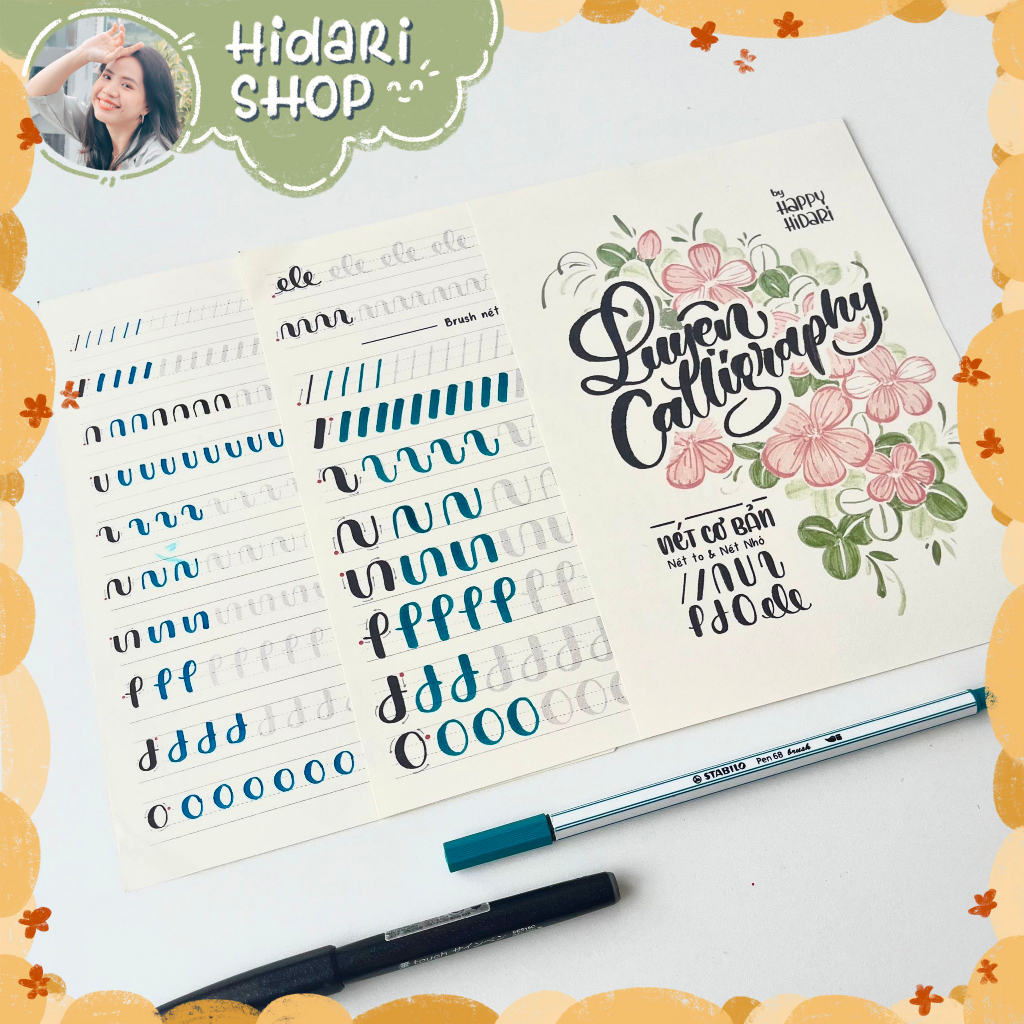 Bộ Giấy Luyện Chữ Calligraphy Brush Lettering Nhiều Font - Tập Luyện Viết Calligraphy - Hidari & Vyspages