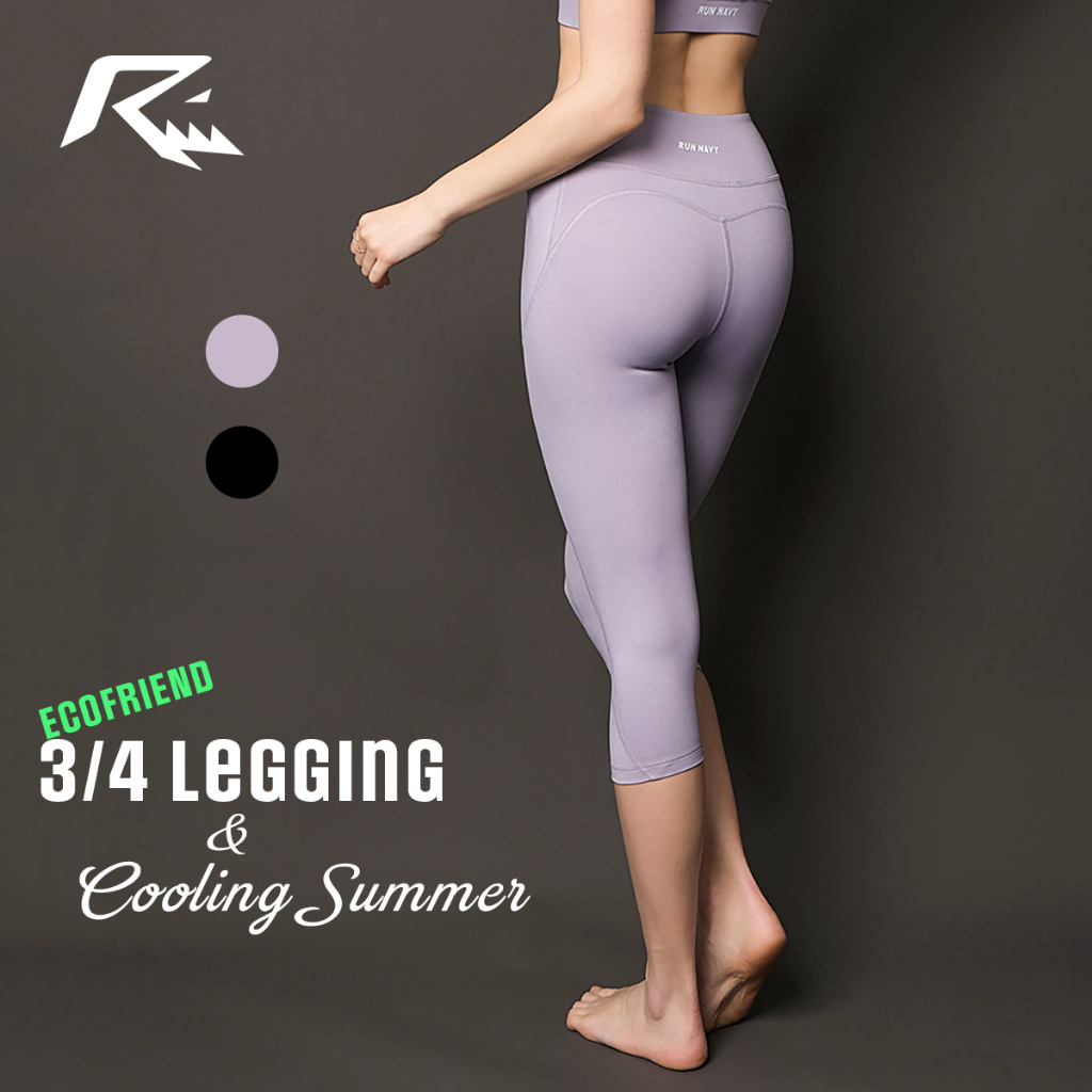 Quần tập gym yoga legging nữ dáng lửng 3/4 Runnavy, Ecofriend nâng mông tôn dáng WL67S