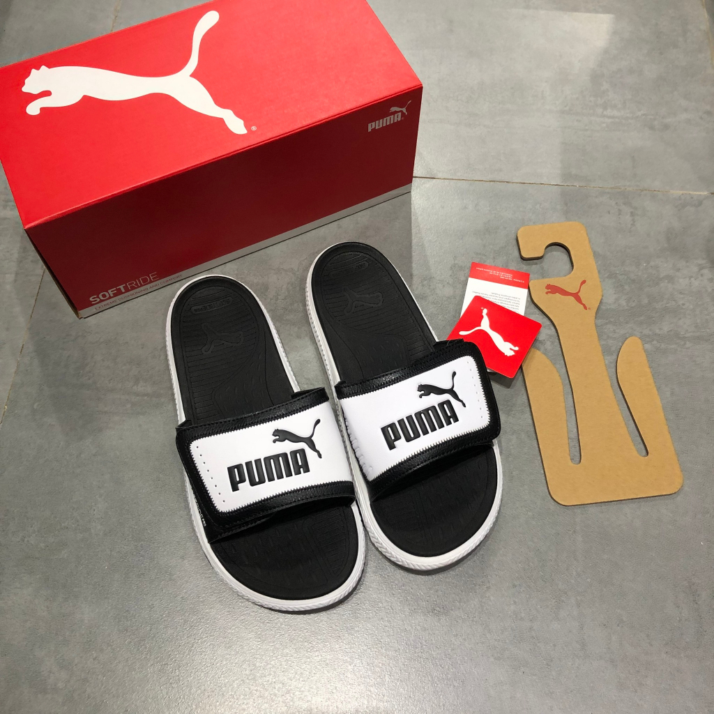 Dép quai dán Puma Softride Pro Slide V Black White ( 394270 01 ) màu Trắng Đen | PiuPiu Authentic