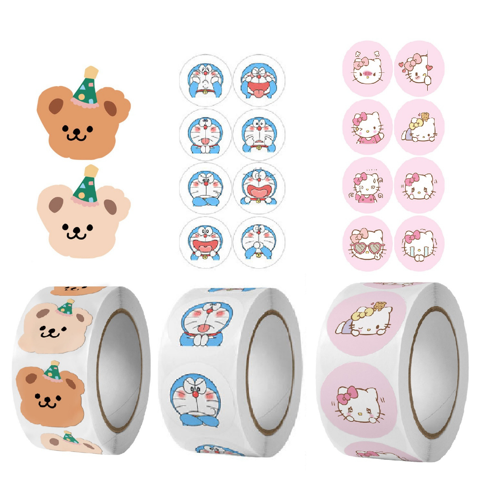 Cuộn 500 sticker thank you, nhãn dãn cảm ơn, tem tròn cảm ơn họa tiết dễ thương đáng yêu