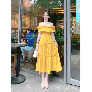 Maxi trễ vai 3 tầng tiểu thư