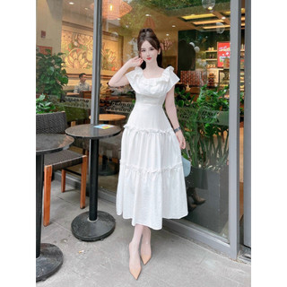 Maxi trễ vai 3 tầng tiểu thư