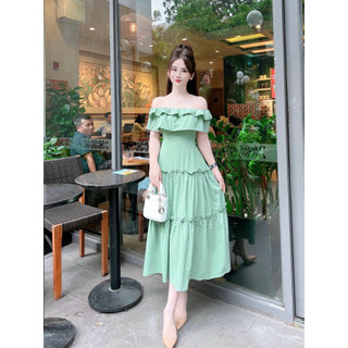 Maxi trễ vai 3 tầng tiểu thư