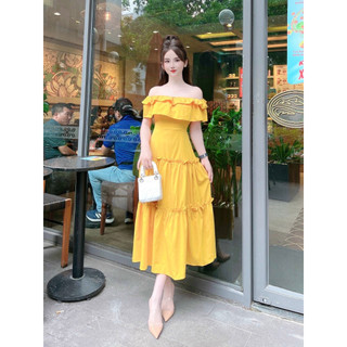 Maxi trễ vai 3 tầng tiểu thư