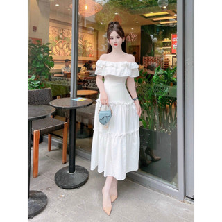 Maxi trễ vai 3 tầng tiểu thư