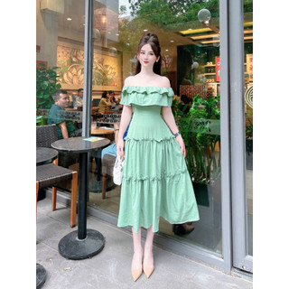 Maxi trễ vai 3 tầng tiểu thư