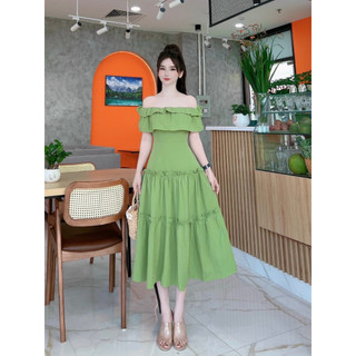 Maxi trễ vai 3 tầng tiểu thư