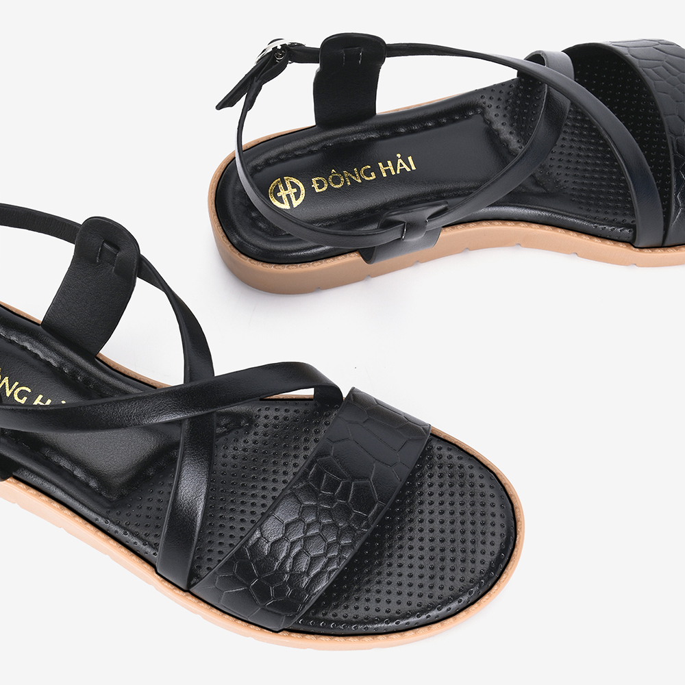 Giày Sandals Nữ Đông Hải Quai Ngang Đan Chéo Đế Bằng 3cm Êm Chân - S7428