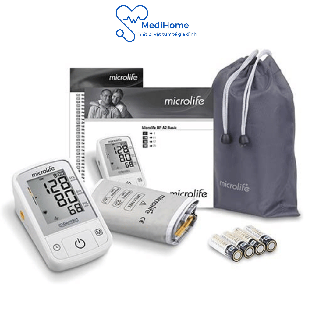 Máy đo huyết áp Microlife A2 Basic Công Nghệ Gentle, cảnh báo rối loạn nhịp tim PAD - MediHome