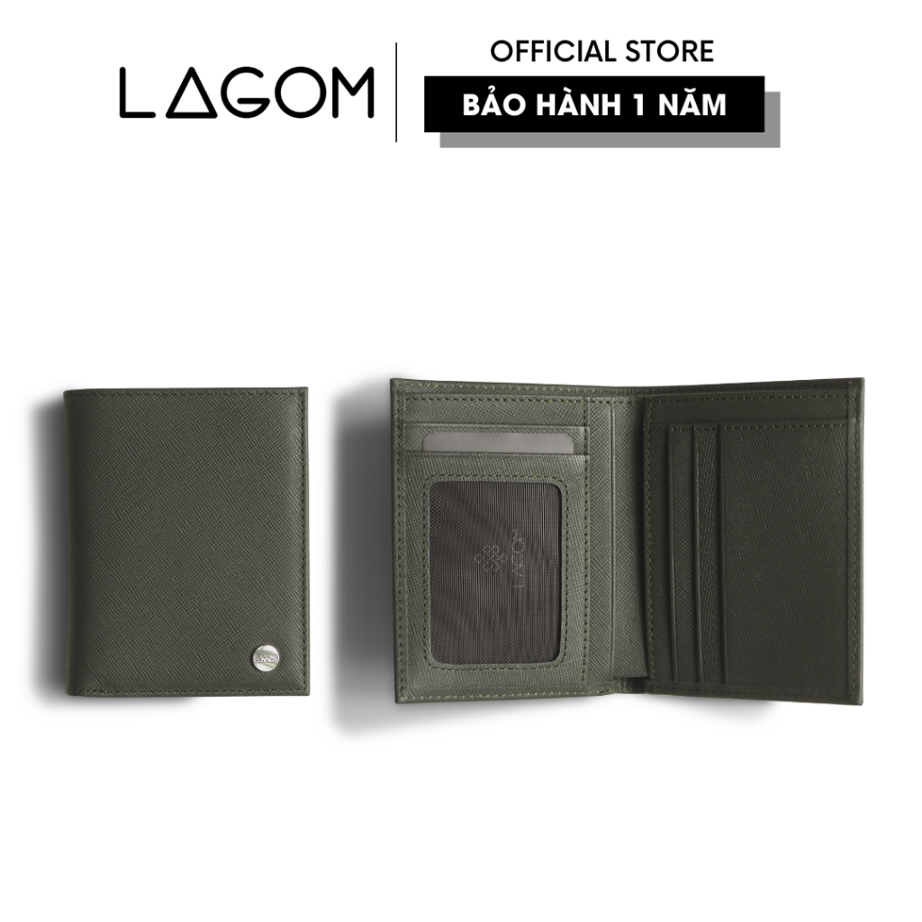 Ví nam Da Thật LAGOM Forest Bifold dáng đứng có ngăn để ảnh