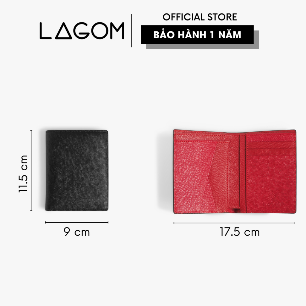 Ví nam da thật LAGOM dáng đứng - Bifold Cross