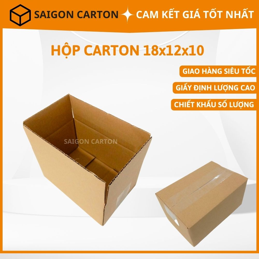 25 Hộp carton đóng gói hàng online ship COD size 18x12x10 cm - sản xuất bởi SÀI GÒN CARTON