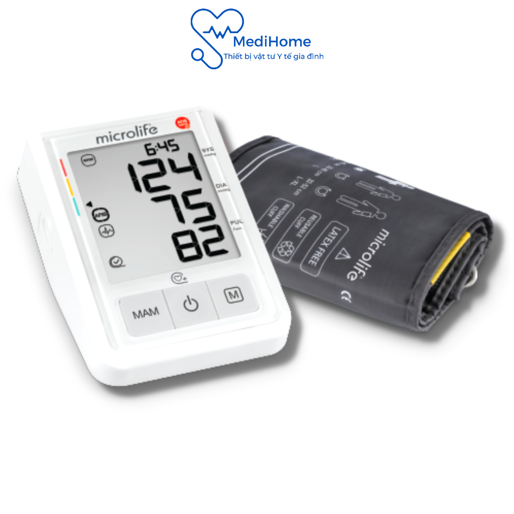 Máy đo huyết áp Microlife B3 AFIB Advanced có cảnh báo rối loạn nhịp tim PAD, đo thông minh - MediHome