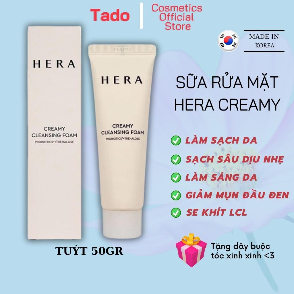 Sữa rửa mặt dưỡng ẩm Hera Creamy Cleansing Foam 50gram , làm sáng da sạch sâu dịu nhẹ , giảm mụn đầu đen , se lcl