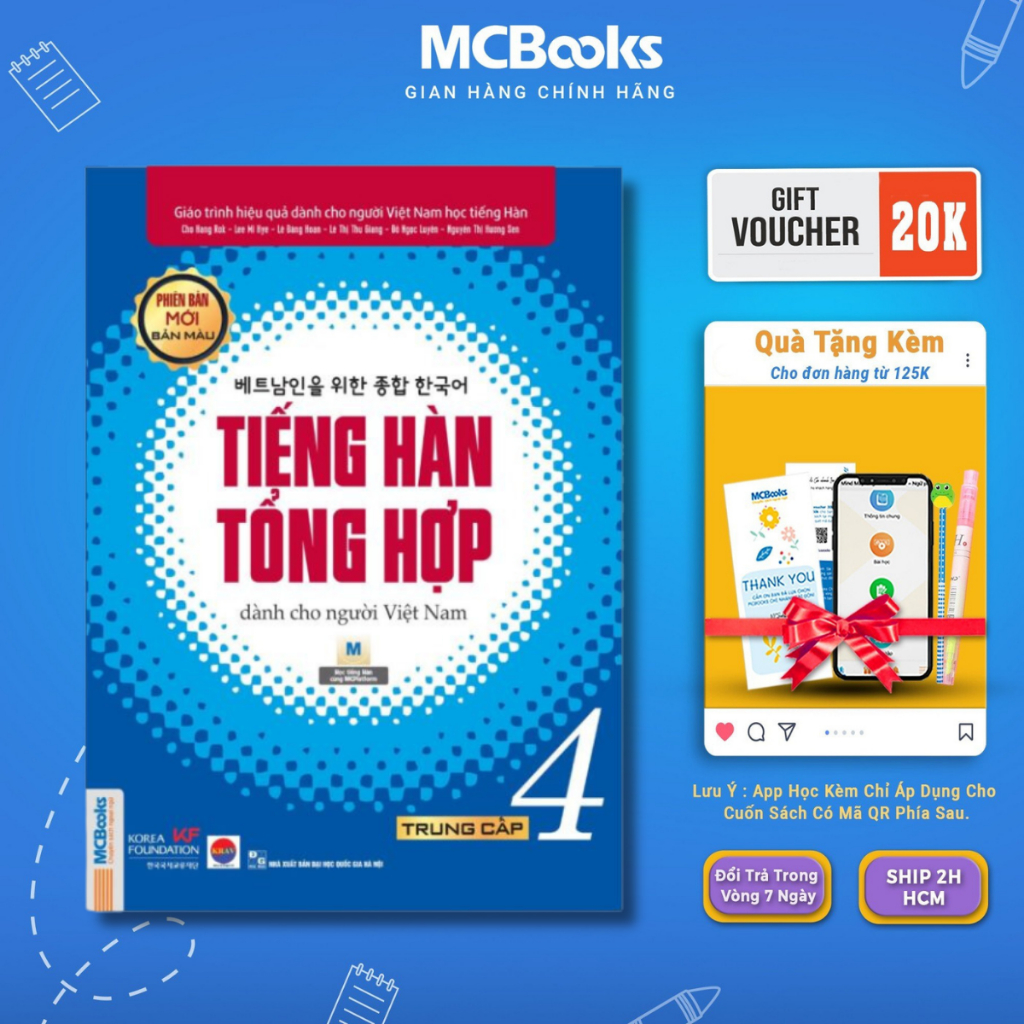 Sách - Giáo trình Tiếng Hàn Tổng hợp Trung cấp 4 - Bản màu Mcbooks