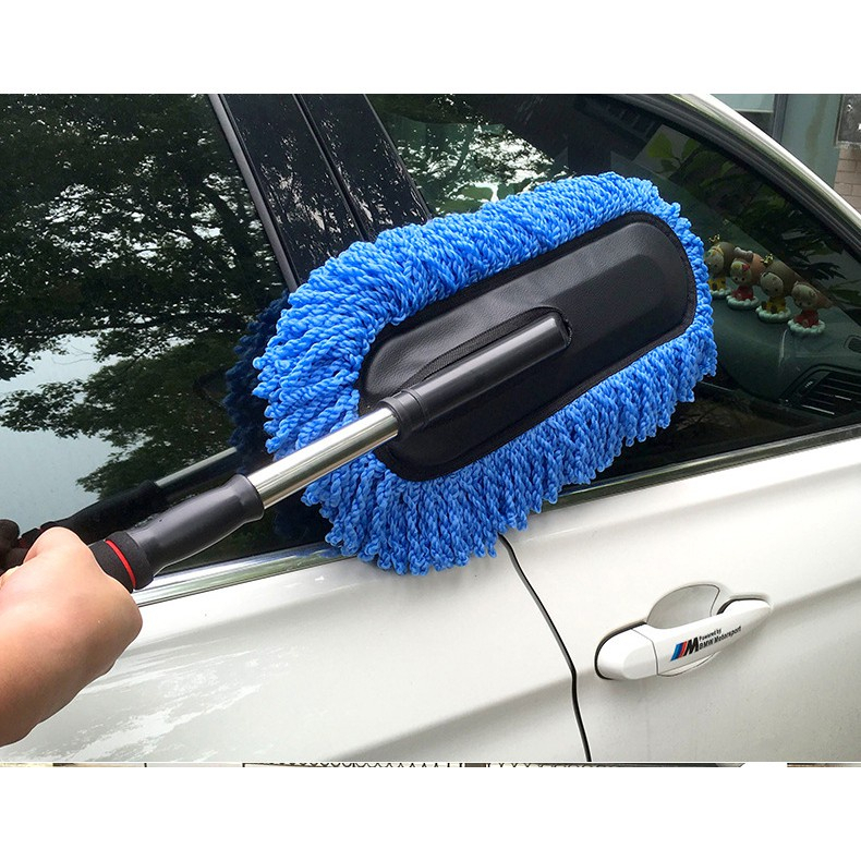 Chổi lau rửa xe ô tô sợi dầu LOẠI DẸT - Cán có thể kéo dài