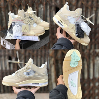 Giày thể thao Jordan 4 màu kem , Giày sneaker JD4 off white màu vàng kem nam nữ full box-bill