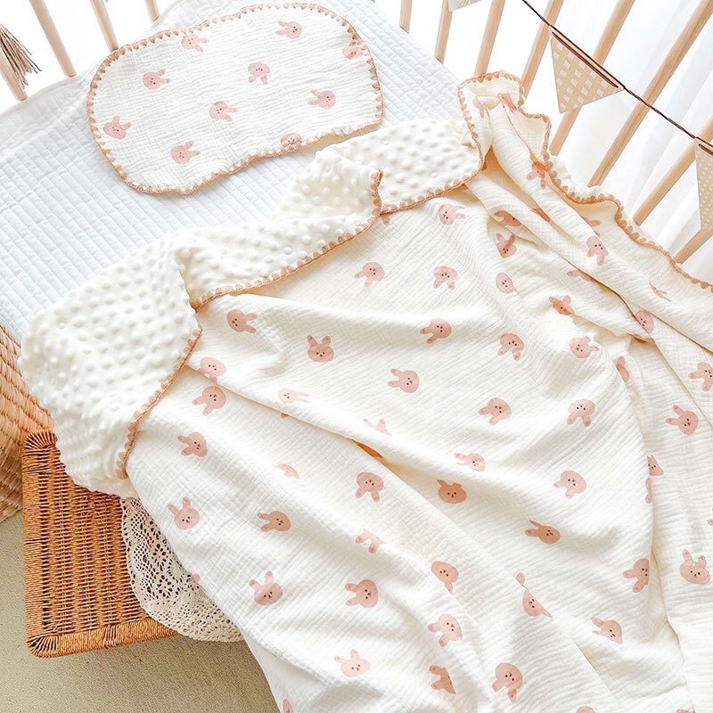 Chăn xô muslin Hạt Đậu ZELOO - HIMOM hoạ tiết Hàn Quốc cho bé 100x100cm