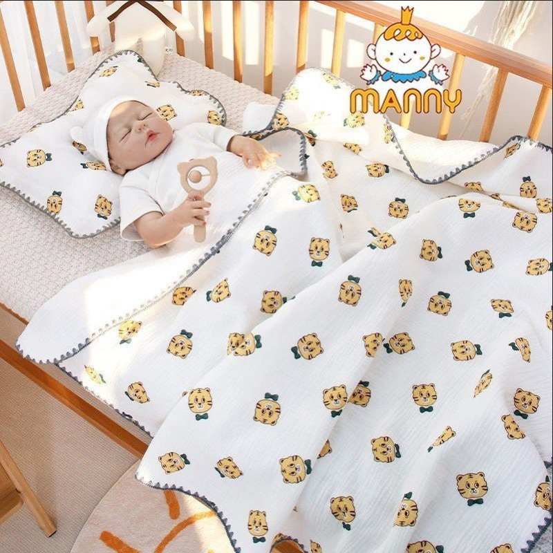 Chăn xô muslin Hạt Đậu ZELOO - HIMOM hoạ tiết Hàn Quốc cho bé 100x100cm