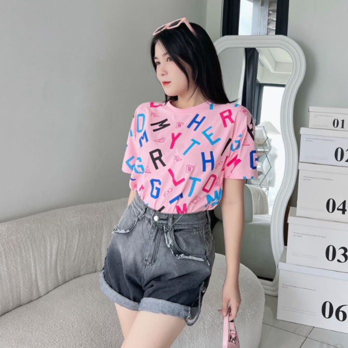 Áo Thun Tom.my Họa Tiết Chữ Màu Chất Vải Mềm Mịn, Thoáng Mát, Chuẩn Hàng Xuất Xin.