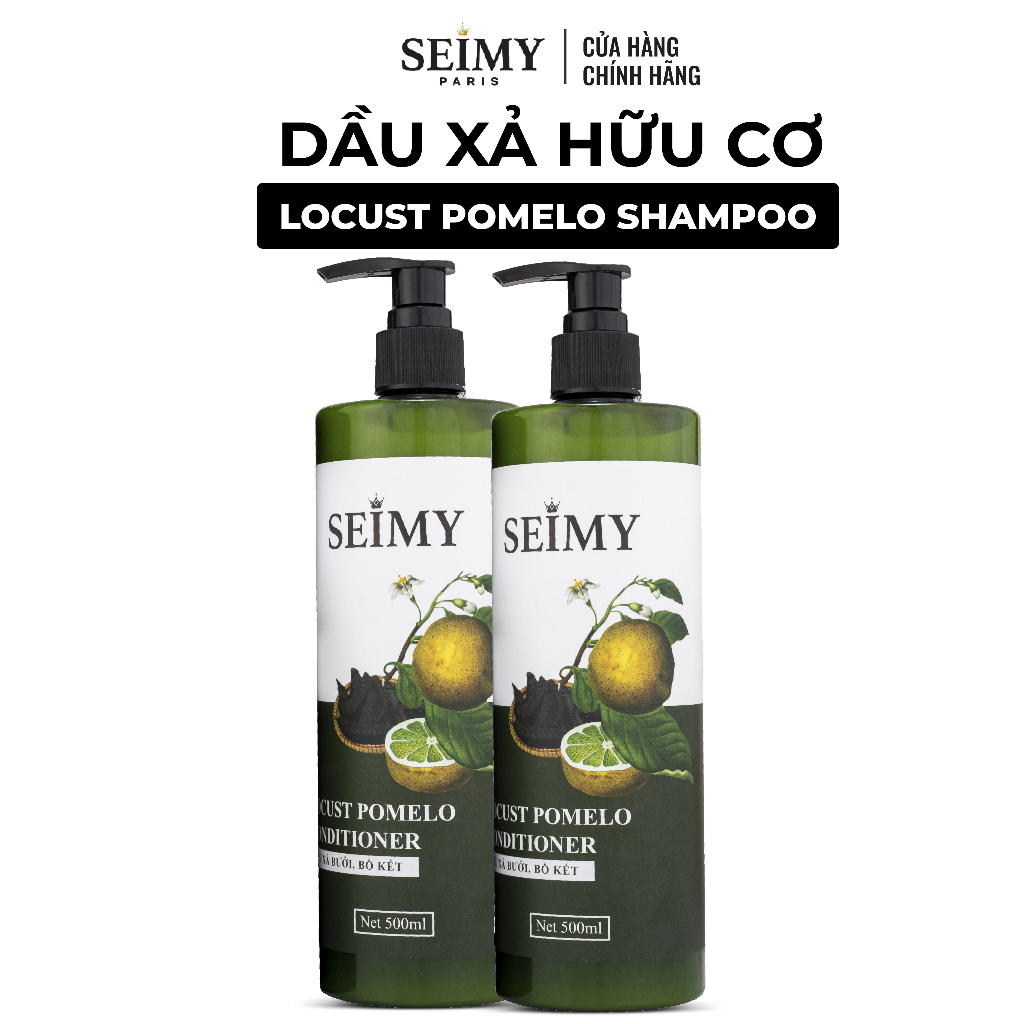Dầu xả bồ kết, bưởi hữu cơ SEIMY 500ml giúp mái tóc mềm mượt, giúp mọc tóc nhanh -Locust Pomelo Shampoo